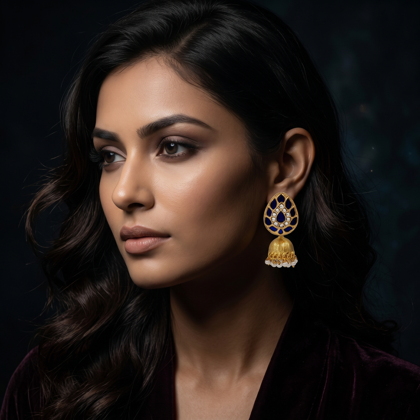 Sangeeta Boochra Festive Gold Plated Kundan Jhumkas