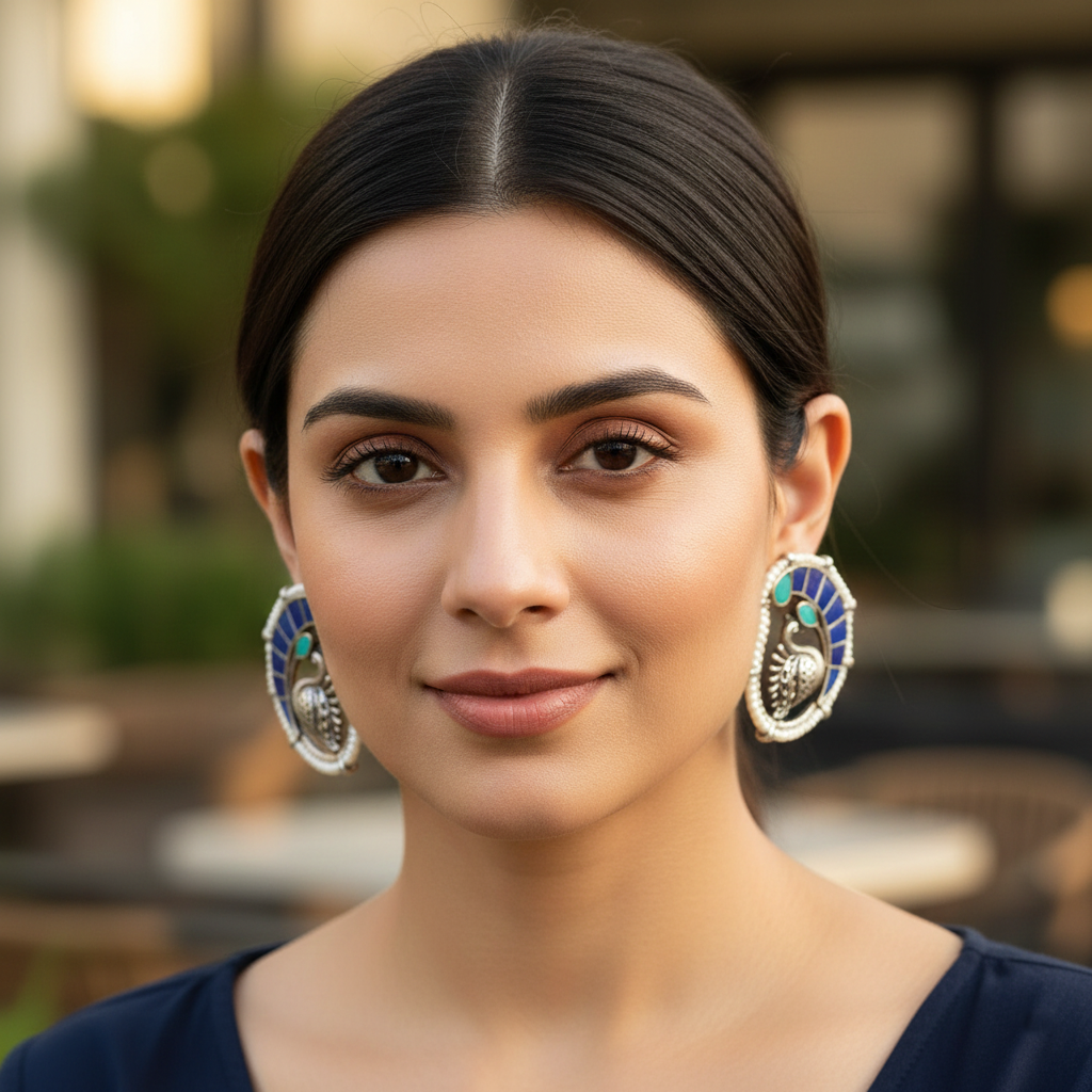 Sangeeta Boochra Signature Lapis Silver Earrings