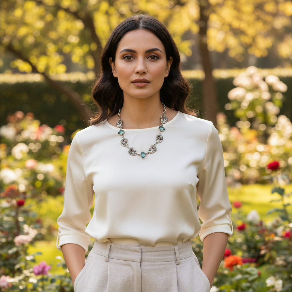 Sangeeta Boochra Handcrafted Silver Necklace