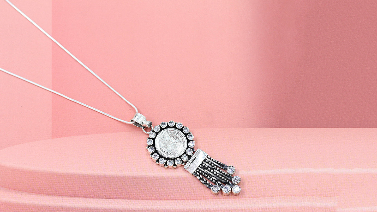 Timeless Pair: Sangeeta Boochra Silver Earring with Chain Pendant