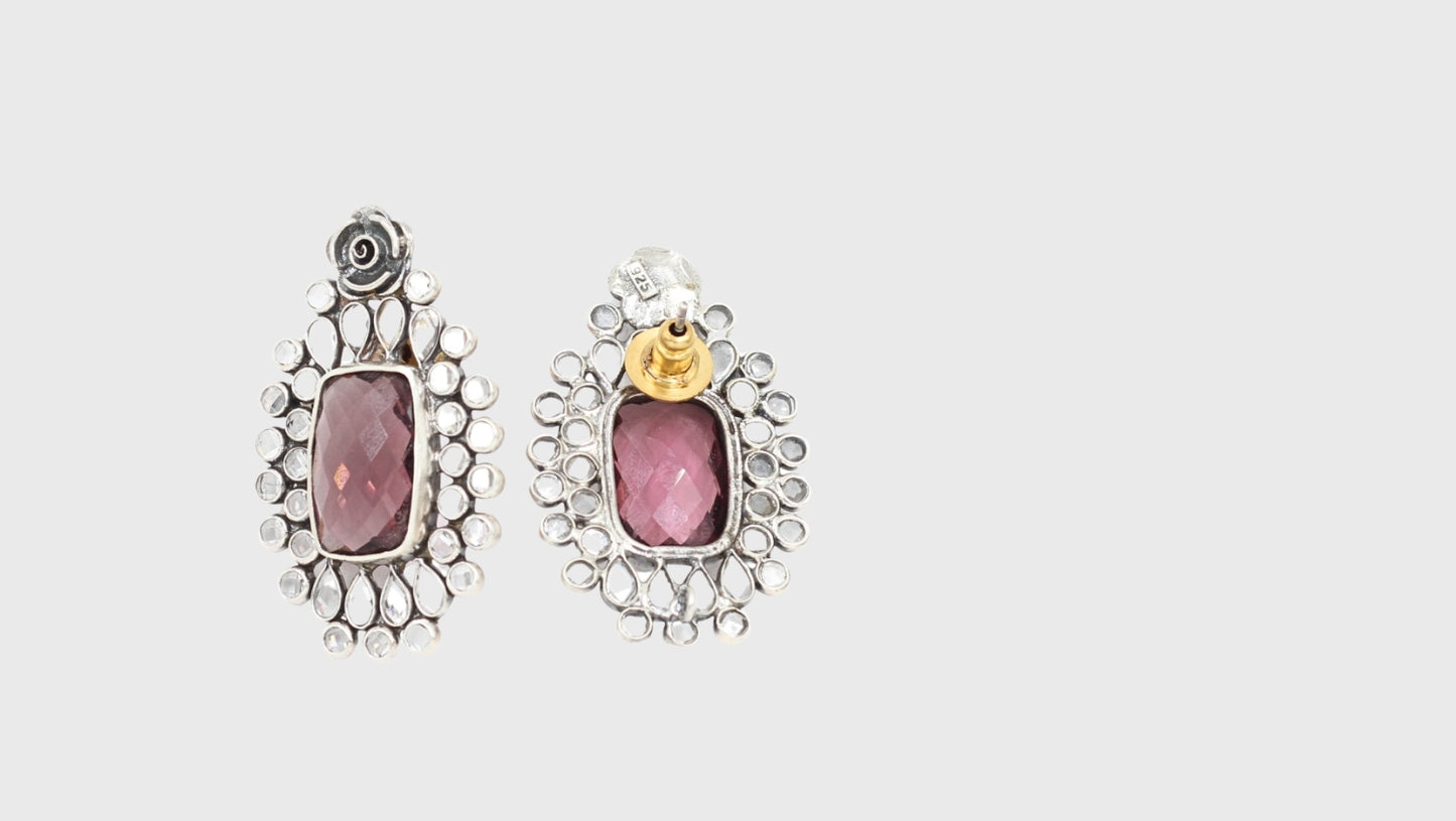 Unique Silver Earrings with Exquisite Hydro Gemstones