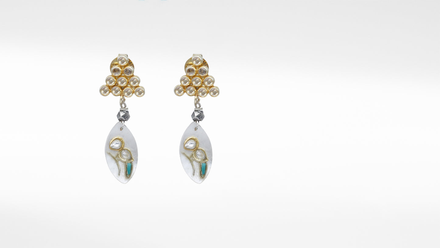 Amethyst Mop embellished hanging dangle silver Earring