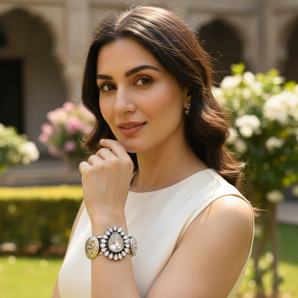 Sangeeta Boochra Heirloom Teardrop Kundan Bracelet