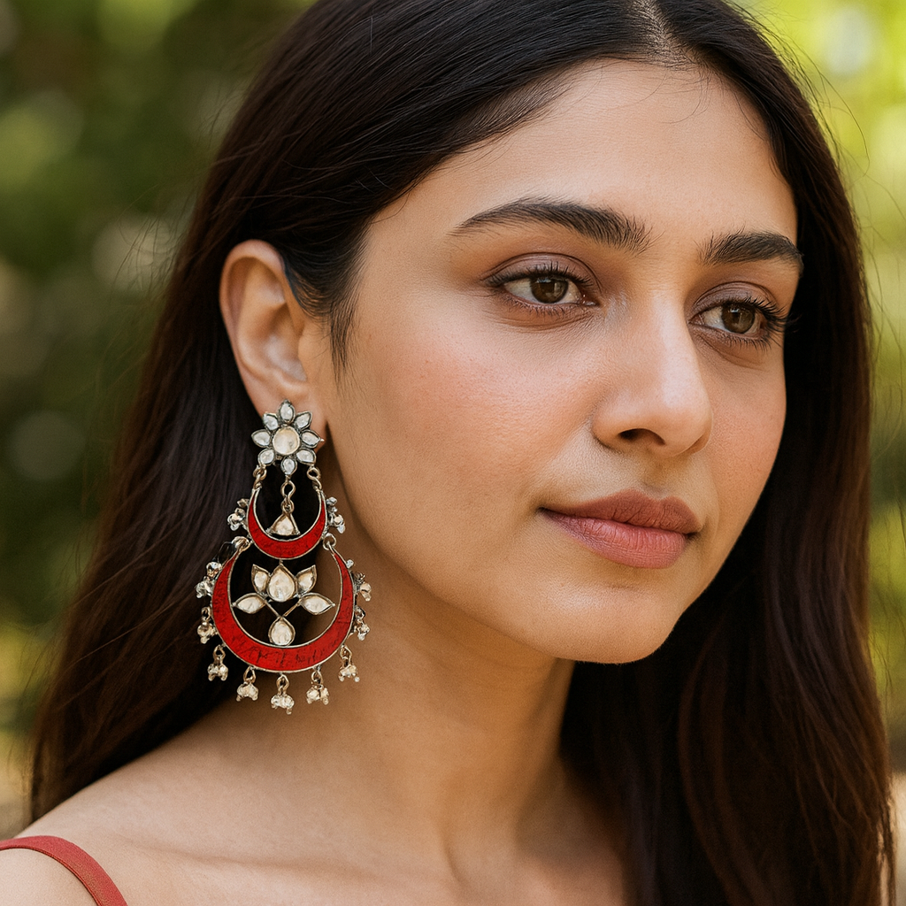 Sangeeta Boochra Ethnic Silver Kundan Earrings