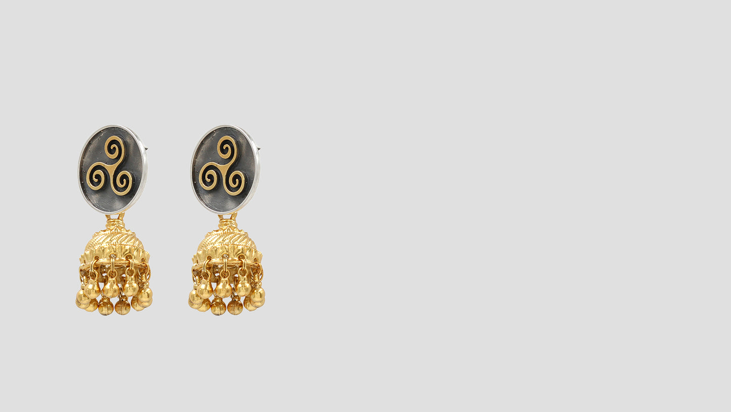 Heritage Glow: Sangeeta Boochra Gold-Plated Silver Jhumka Earrings