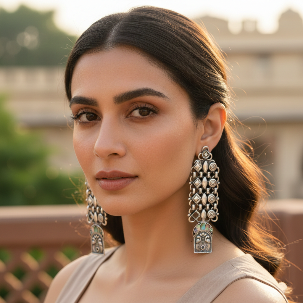 Sangeeta Boochra Handcrafted Heritage Silver Earrings