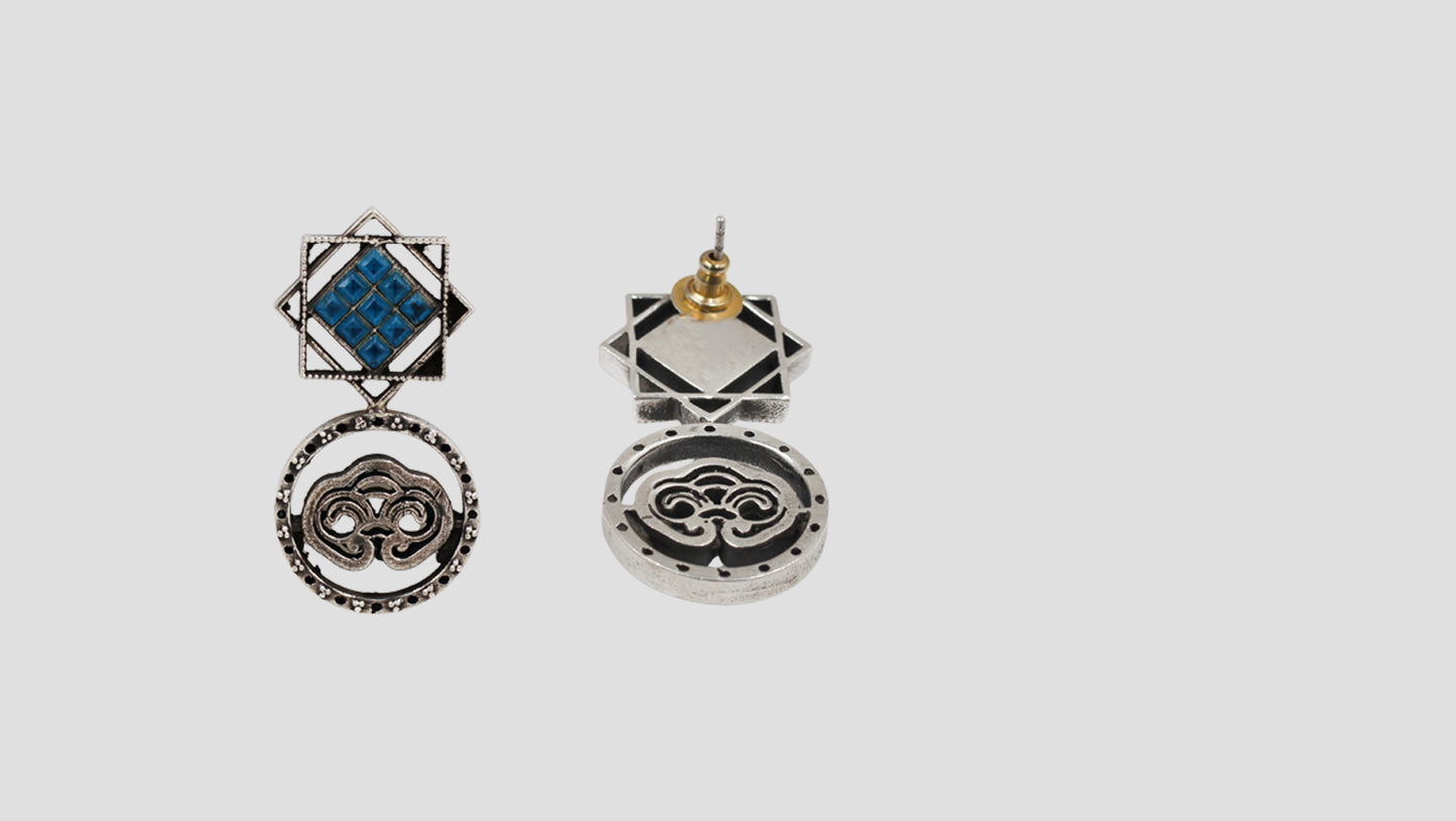Sangeeta Boochra Royal Blue Handcrafted Silver Earrings