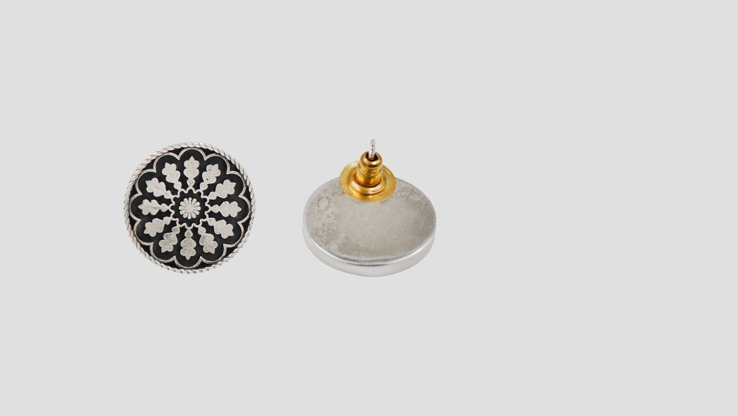 Sangeeta Boochra Vintage Bloom Oxidised Stud Earrings