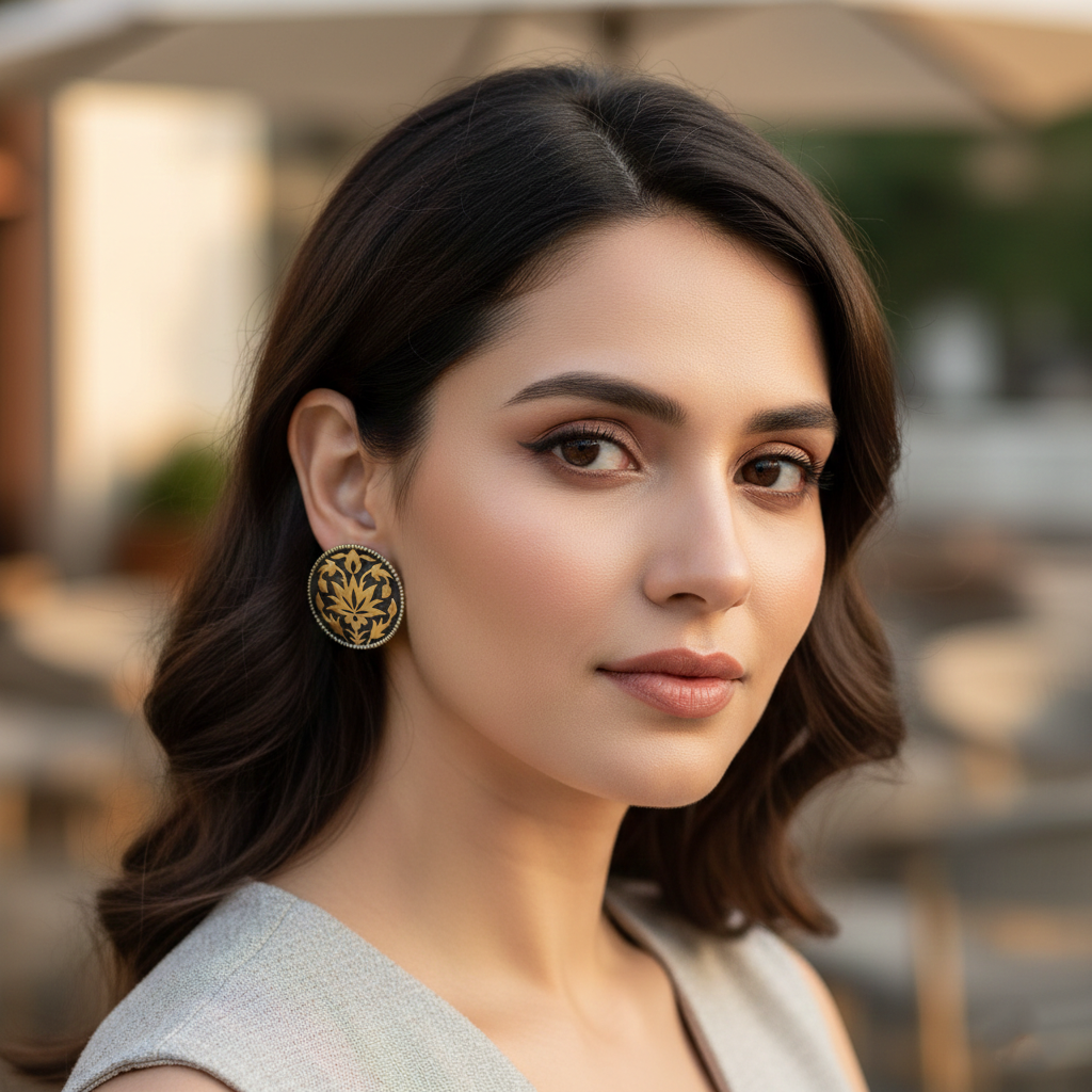 Sangeeta Boochra Heritage Floral Motif Dual-Tone Silver Studs