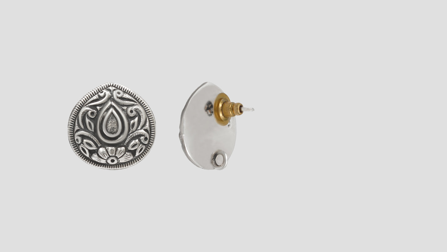 Sangeeta Boochra Artistic Silver Floral Motif Studs