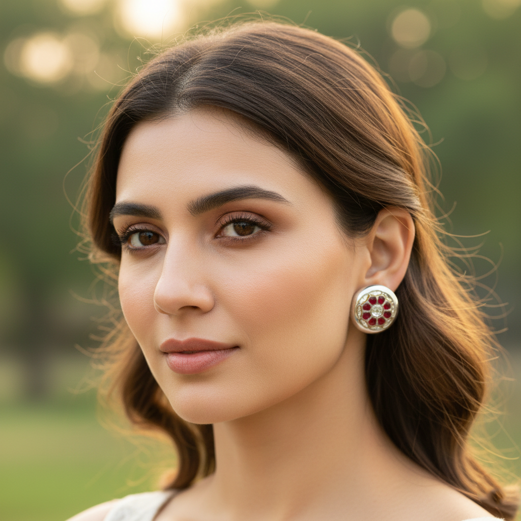 Sangeeta Boochra Classic Kundan Silver Earrings