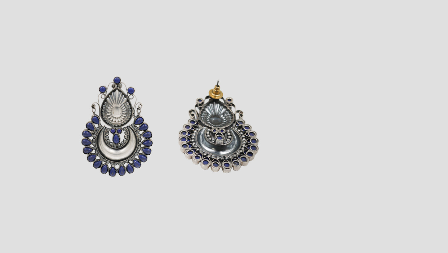 Sangeeta Boochra Artisan Lepis Stone Chandbali Earrings