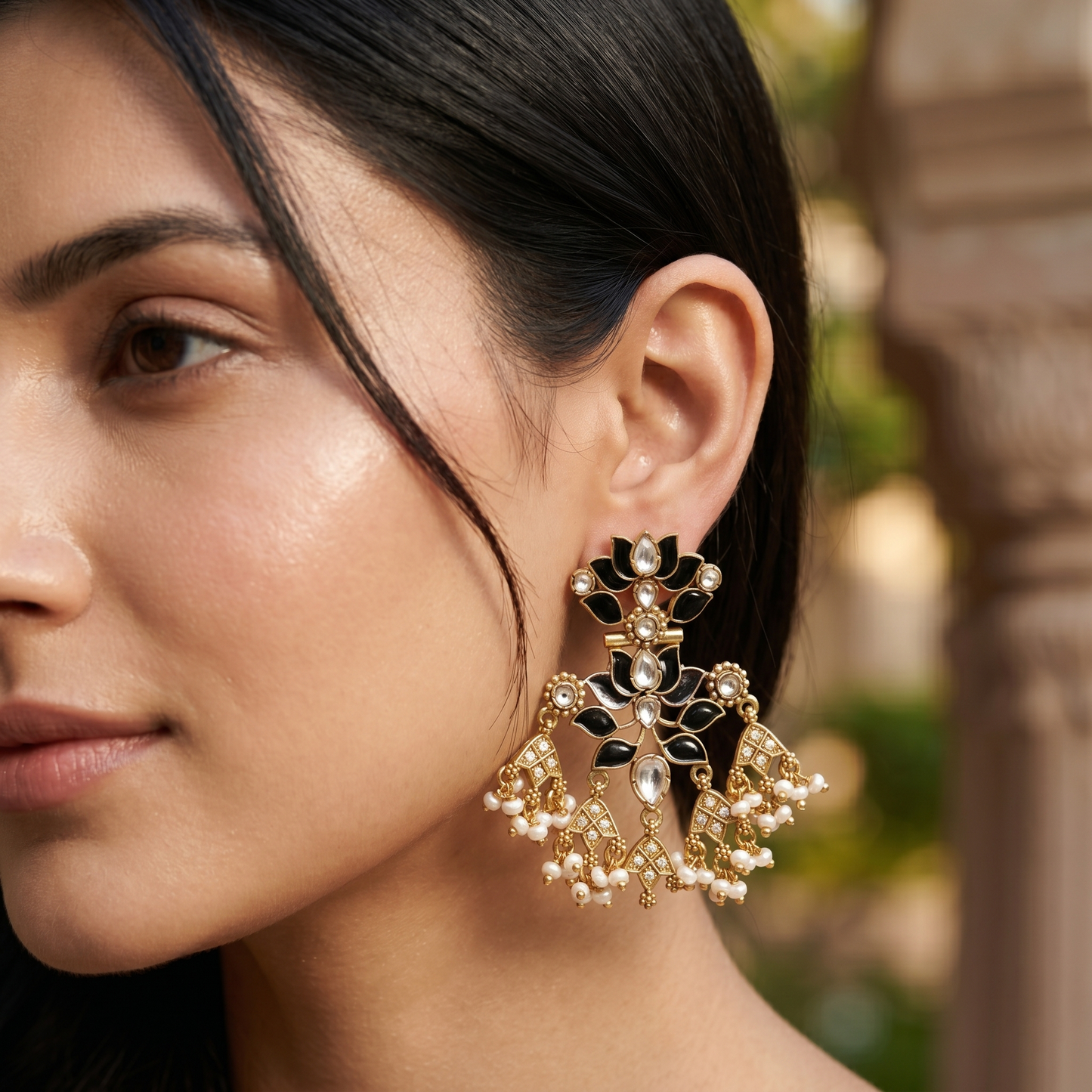 Sangeeta Boochra Heritage Kundan Gold-Plated Statement Earrings