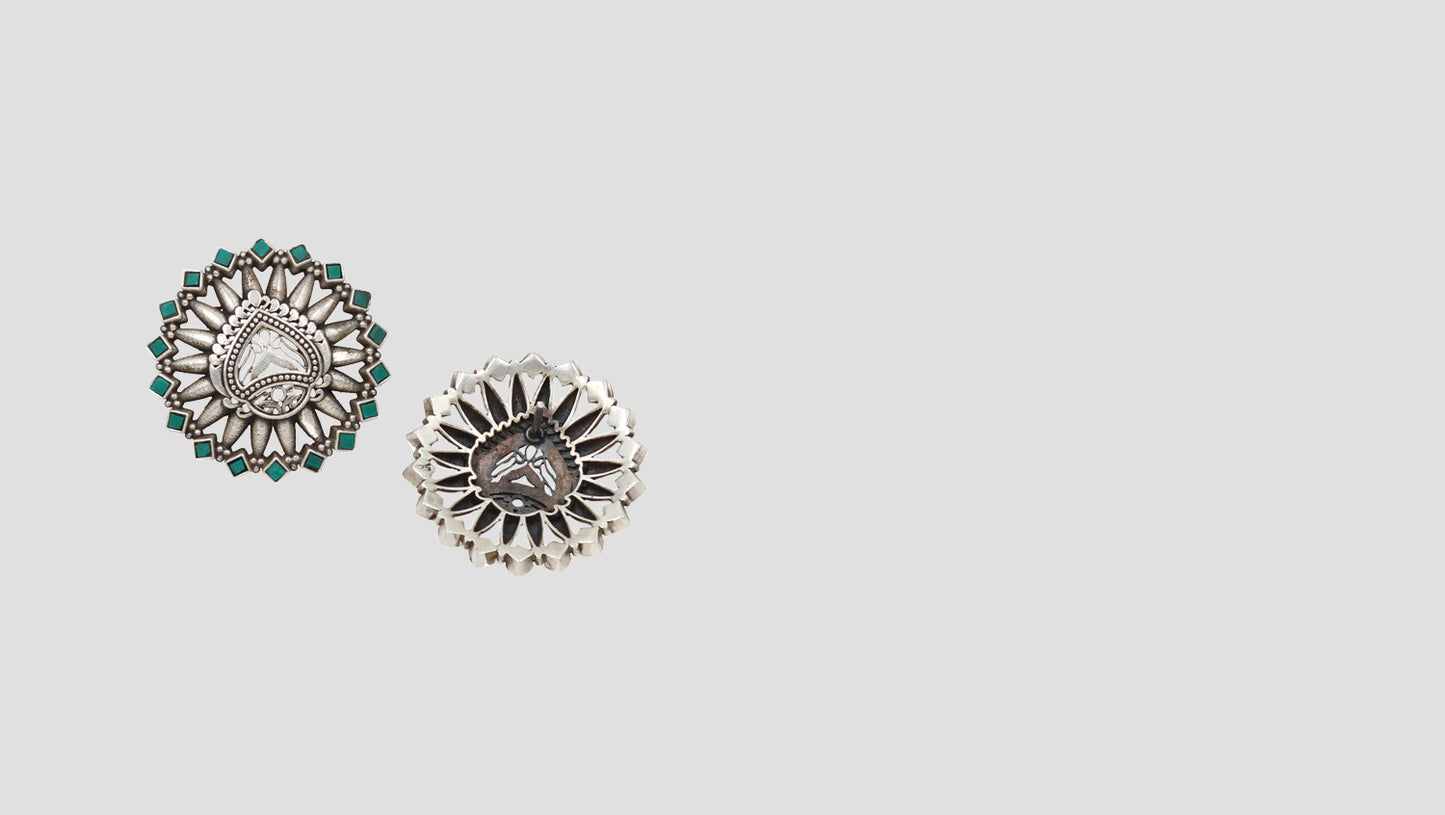 "Timeless Polish: Sangeeta Boochra Silver Handcrafted Studs "