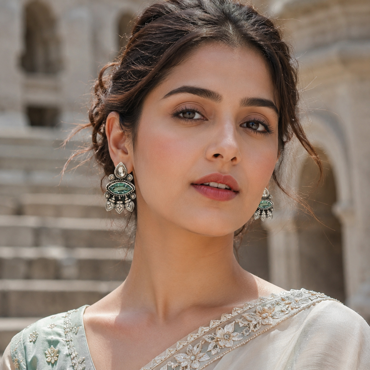 Sangeeta Boochra Artisan Oxidised Silver Statement Stud Earrings