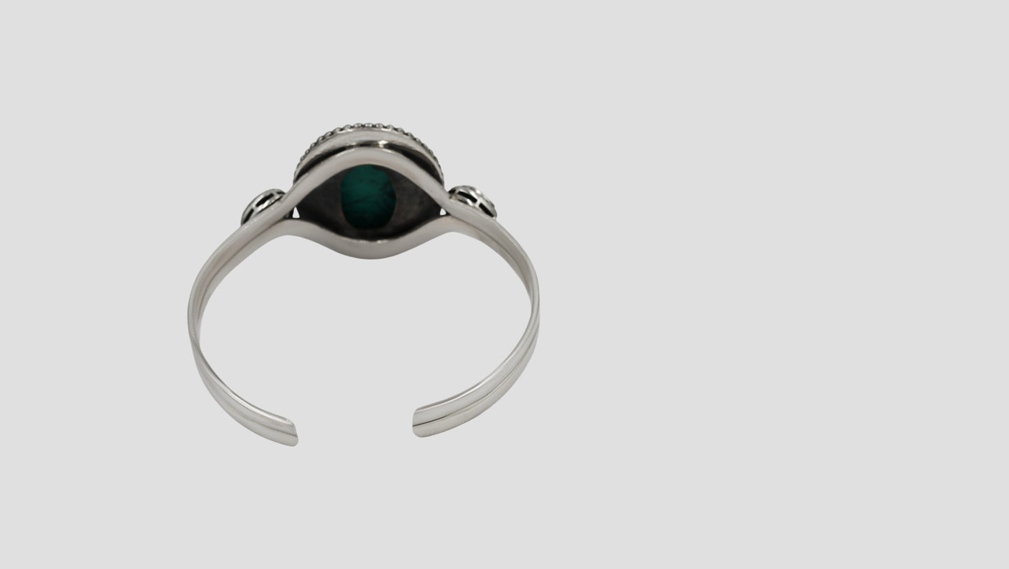 Sangeeta Boochra Turquoise Floral Motif Silver Bracelet