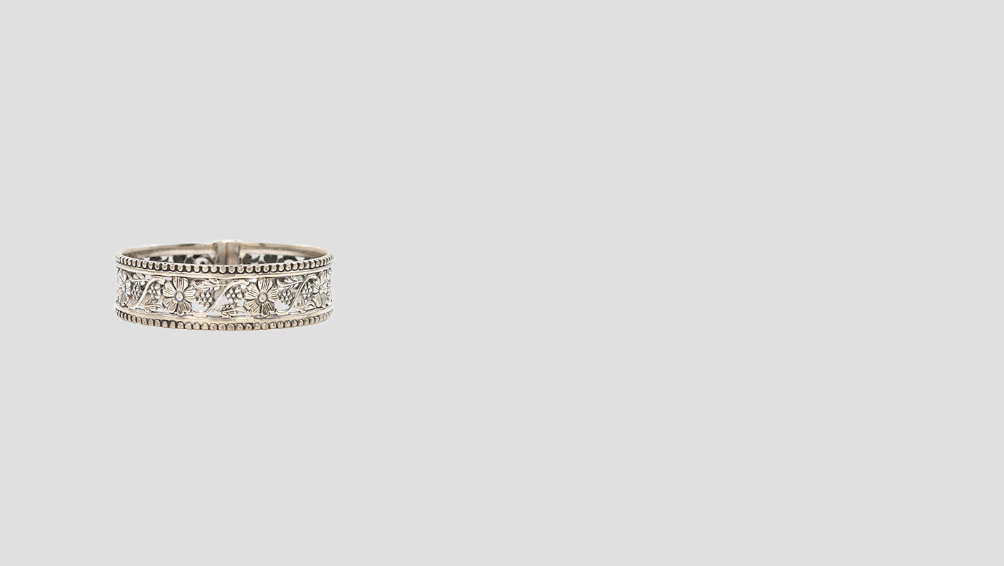 Timeless Bloom: Sangeeta Boochra Floral Silver Bangle