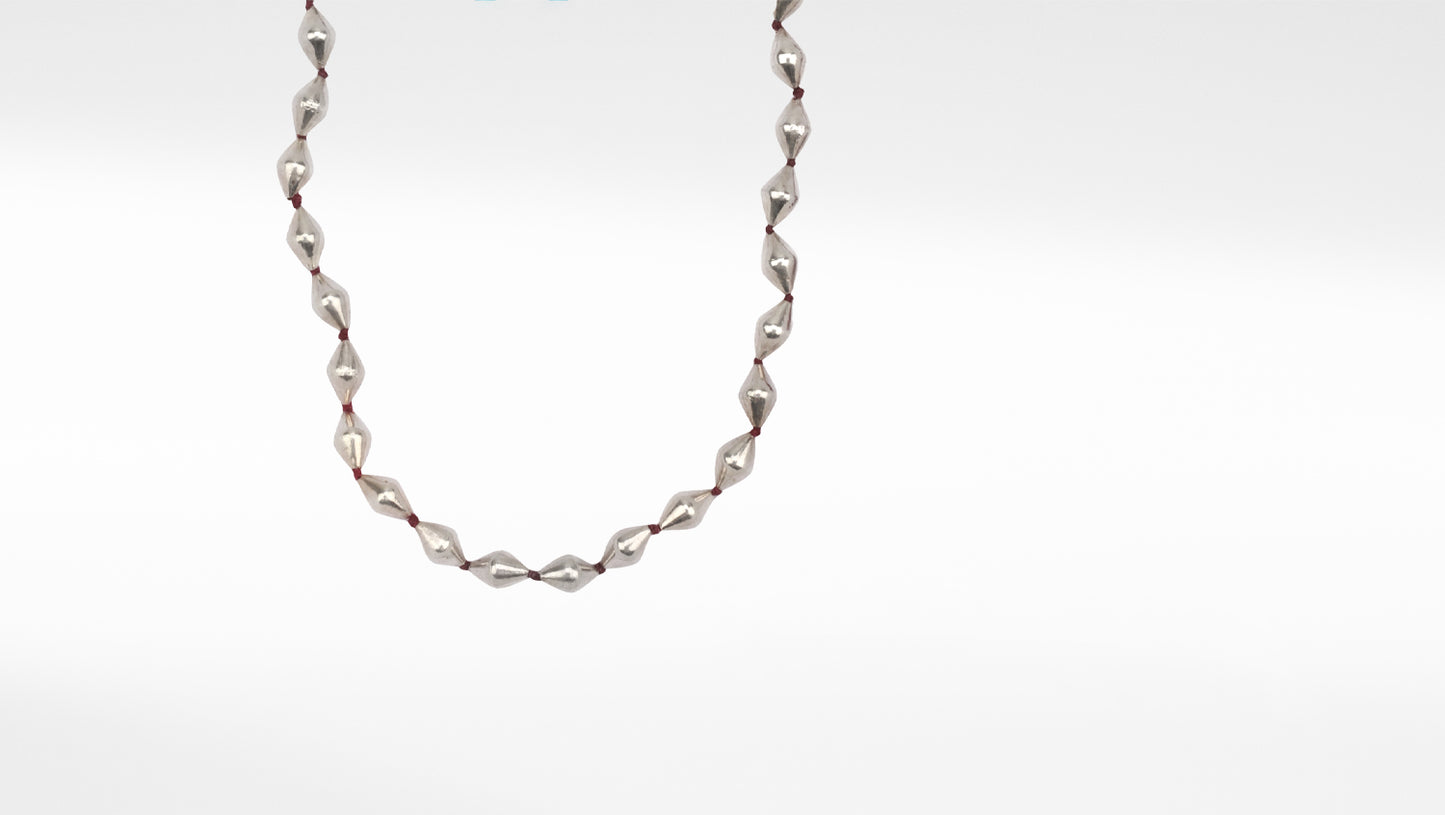 Sangeeta Boochra Red Tribal Silver Necklace