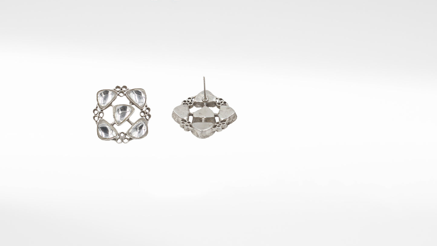 Silver Marvi Studded with Kundan Handmade Earring