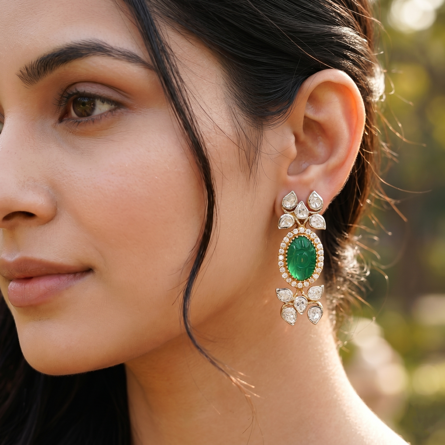 Sangeeta Boochra Gold-Plated Moissanite & Multi-Coloured Stone Choker Set