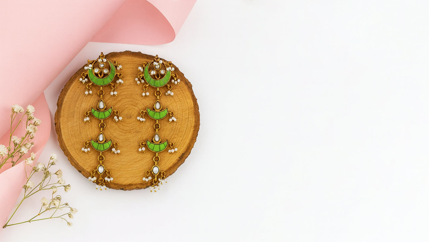 Handcrafted Crescent Drop Silver Earrings by Sangeeta Boochra