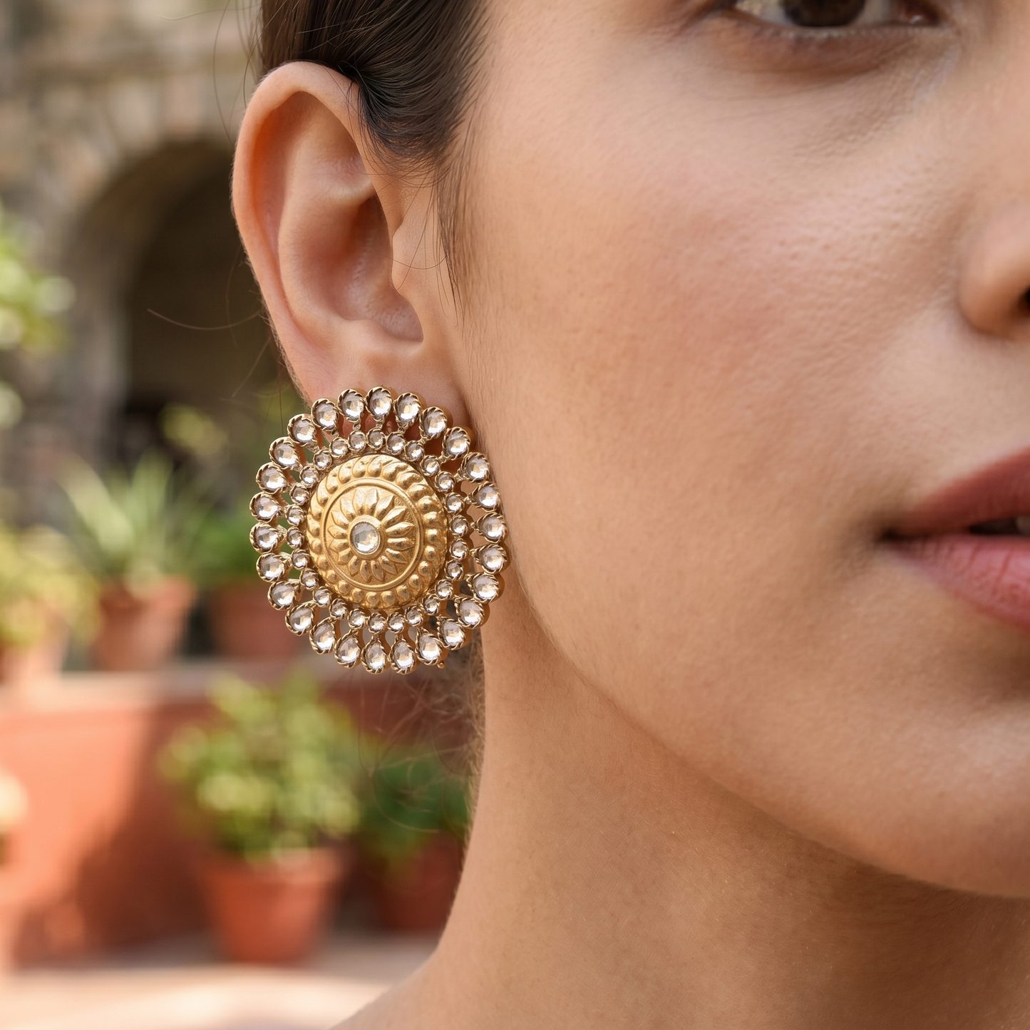 Sangeeta Boochra Heritage Gold-Plated Silver Statement Studs
