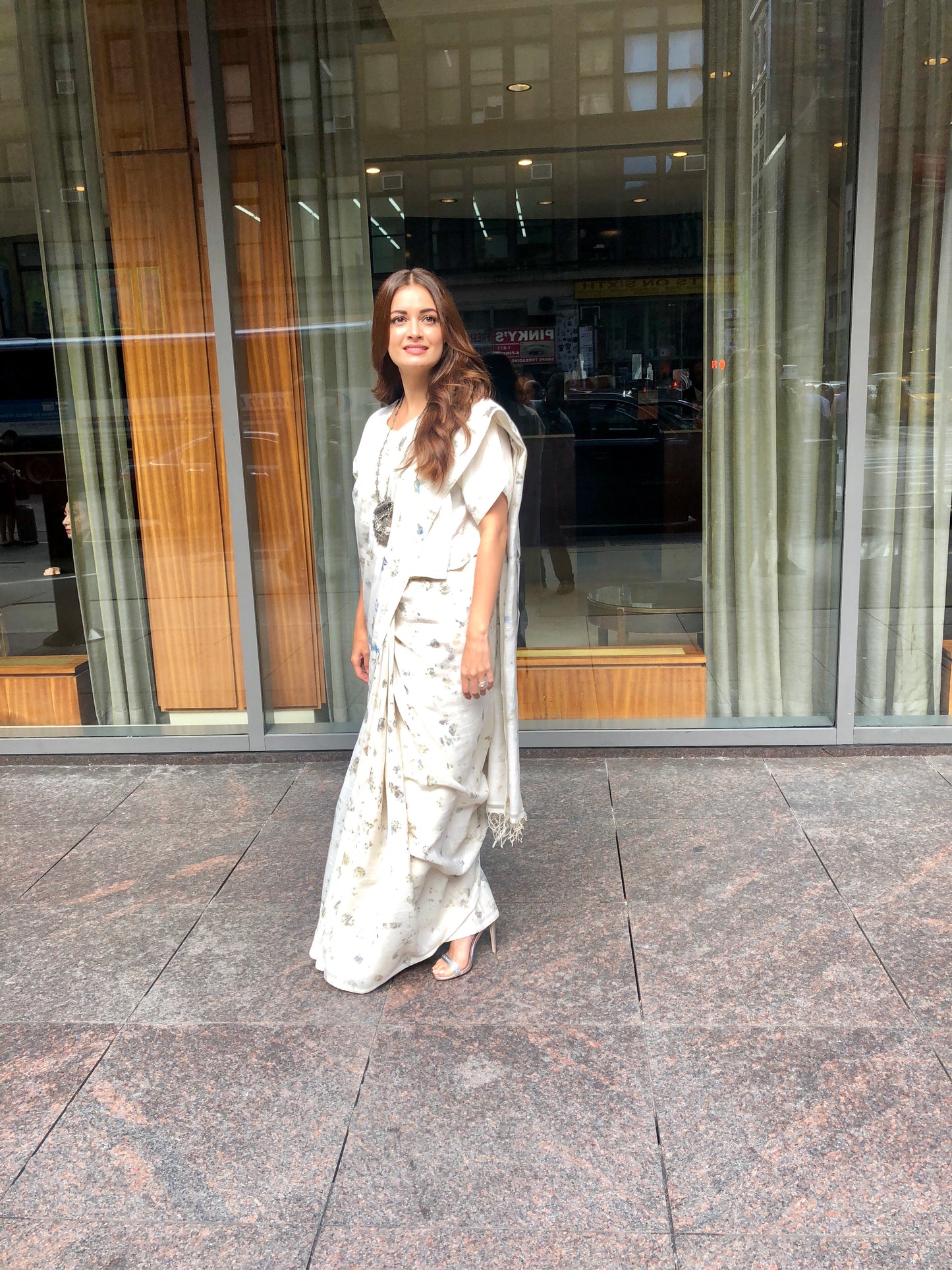 Dia Mirza in Silver Necklace