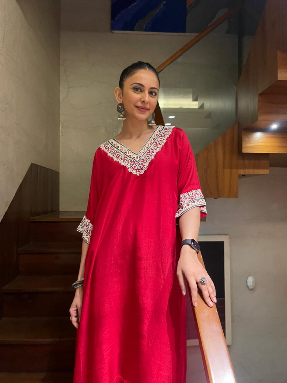 Rakul Preet Silver Jhumka Earring