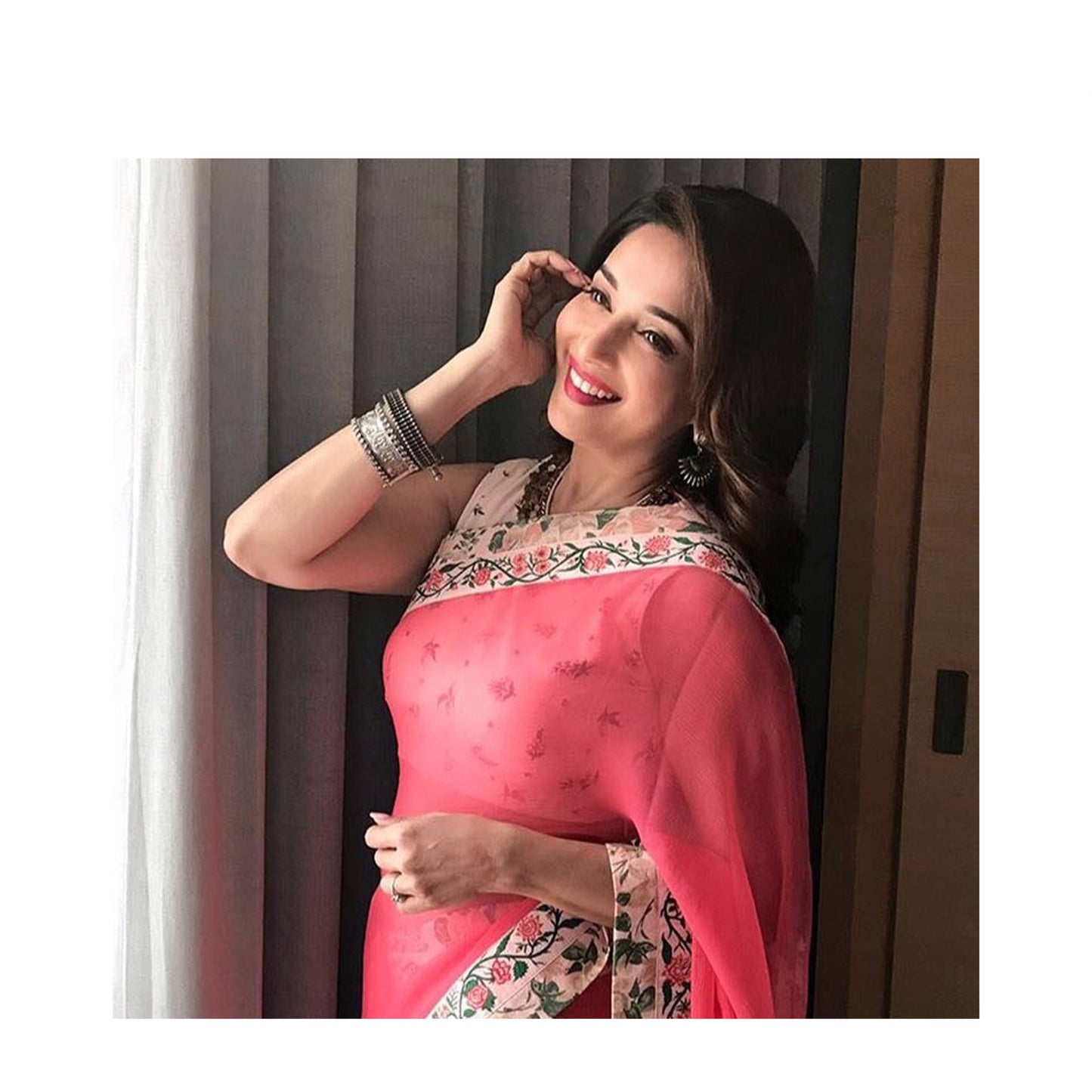 Madhuri Dixit in Silver Earrings And Bangles