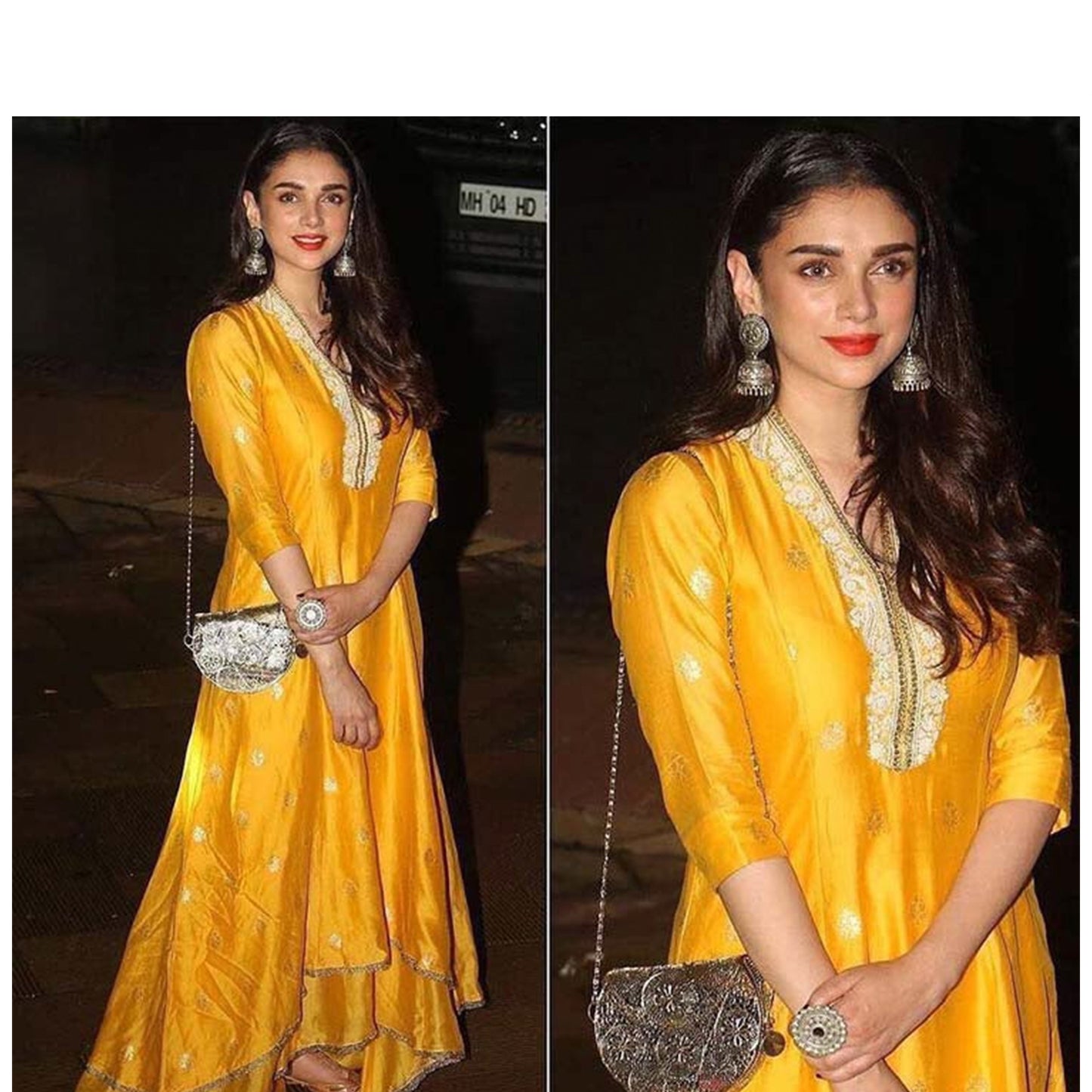 Aditi Rao Hydari Silver Earrings And Ring