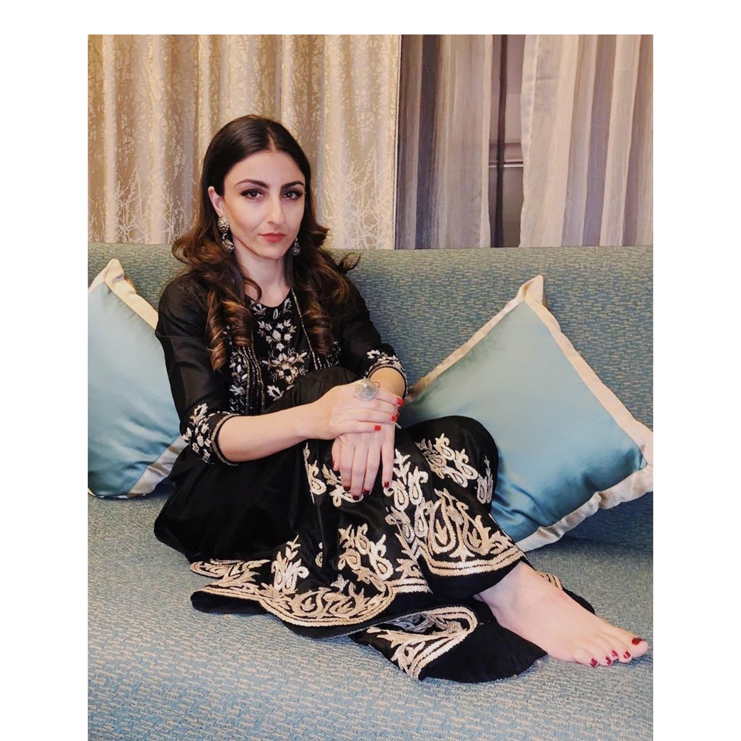 Soha Ali Khan in Silver Earrings