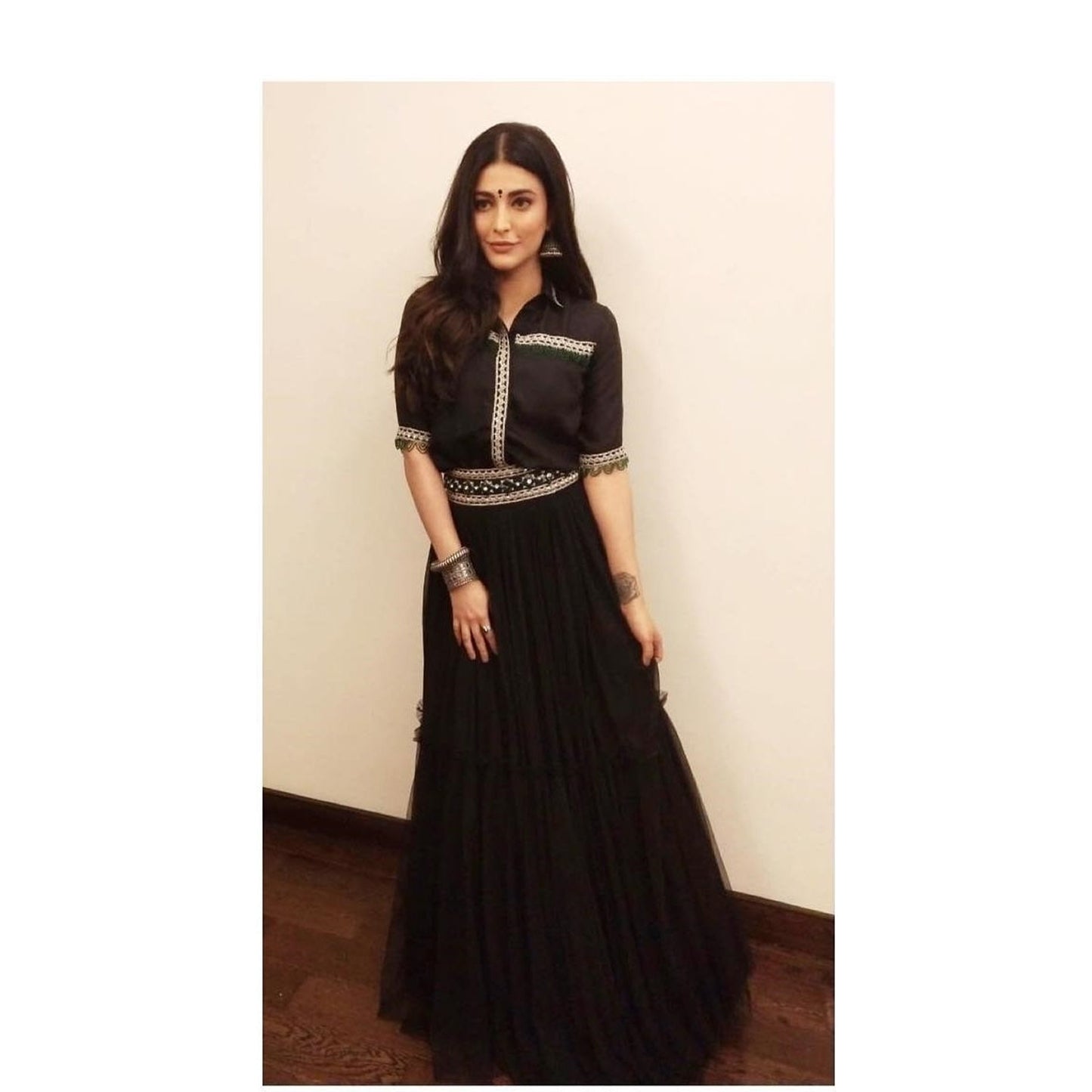 Shruti Hasan in Silver Earrings