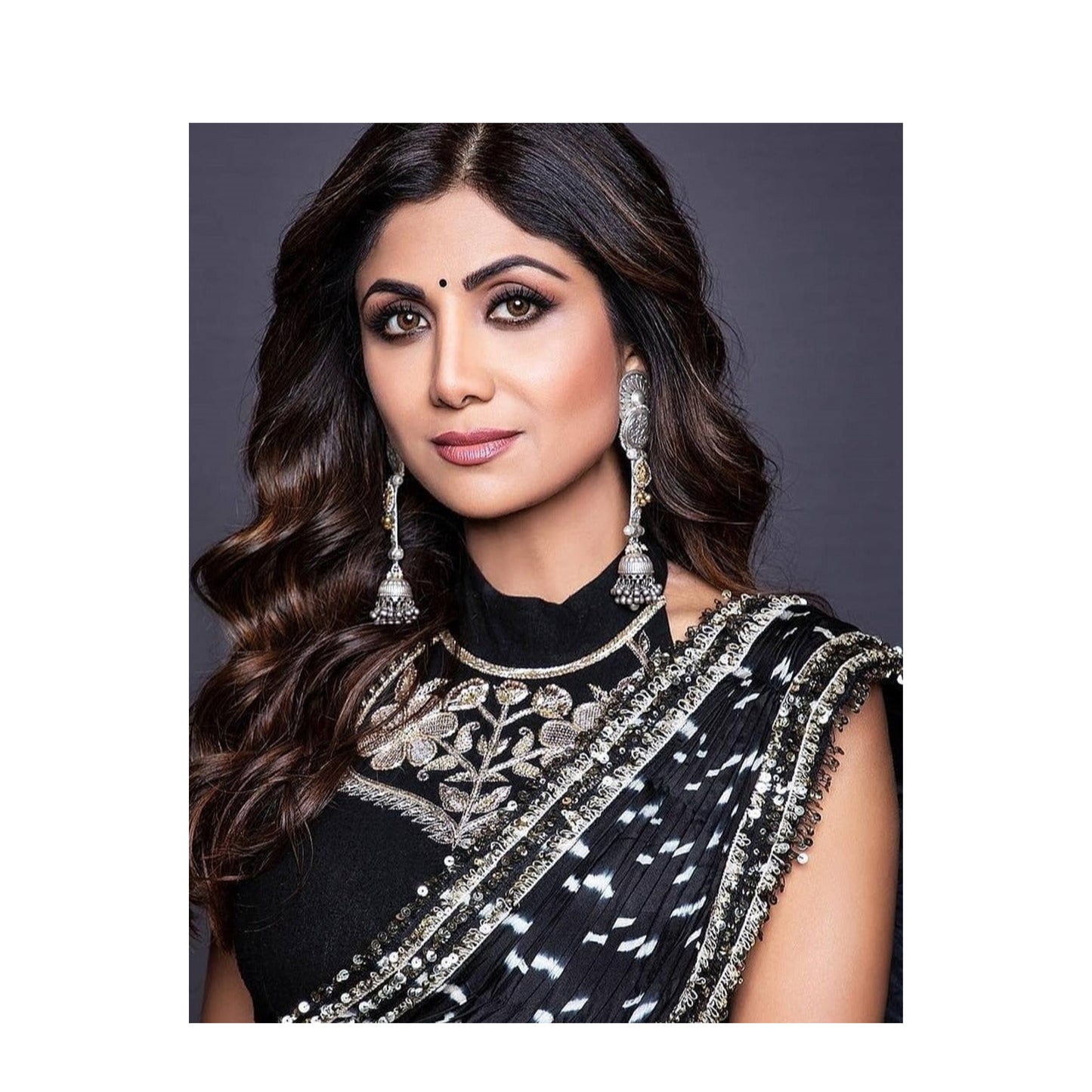 Shilpa Shetty in Sangeeta Boochra Silver Handmade Earrings Studded With Hanging Pearls