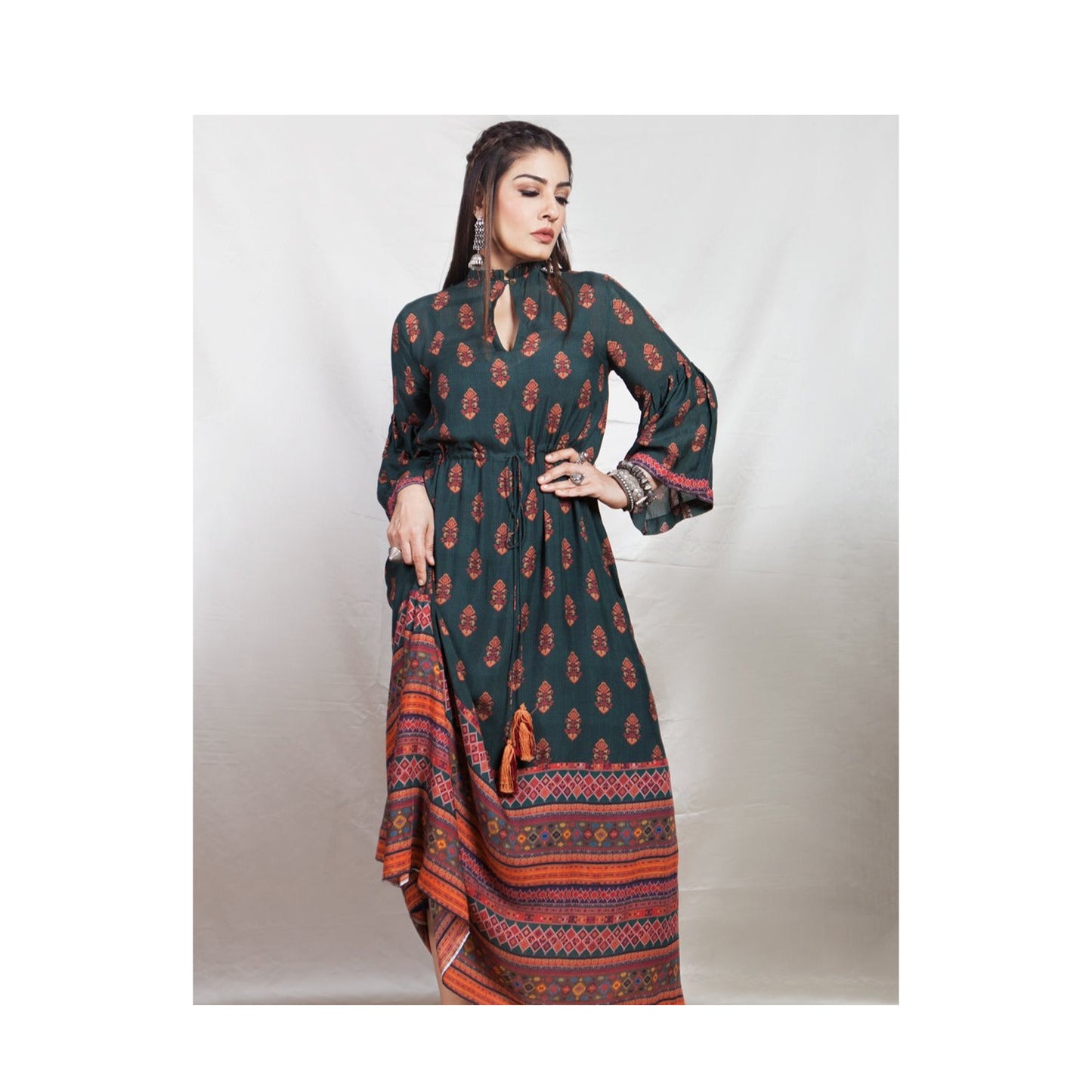 Raveena Tandon in Sangeeta Boochra Silver Handmade Earrings