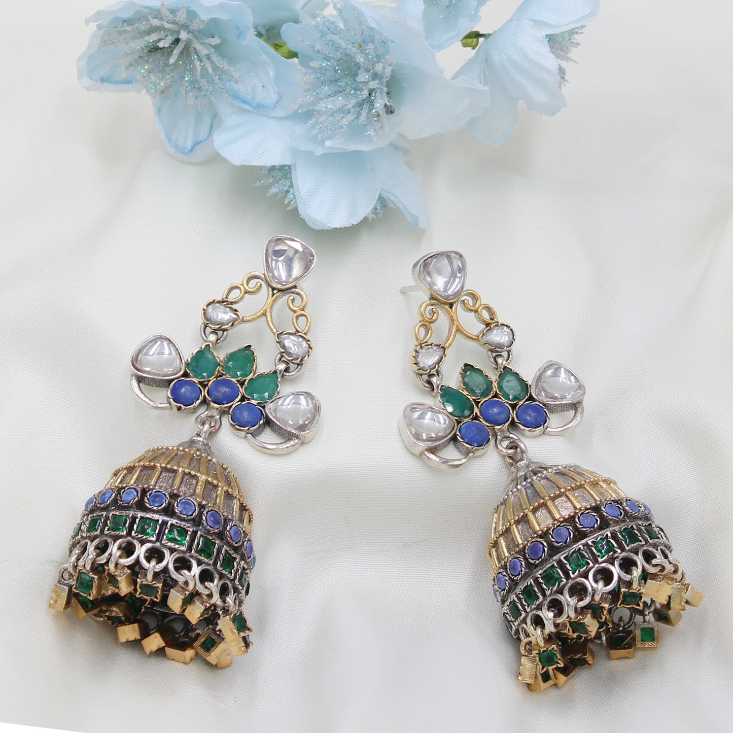 Rashmika Mandanna in Earrings Studded With Emerald, Kundan stone