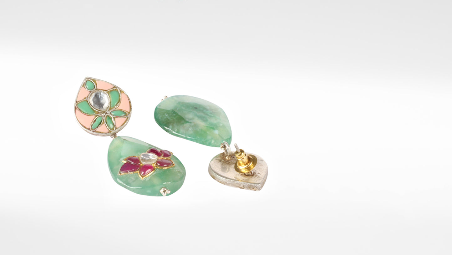 Divit Silver Earrings with Stone Drop