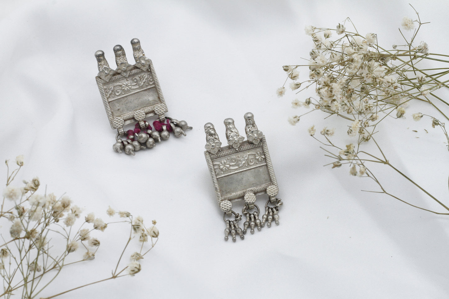 Flat Rectangular Silver Earring