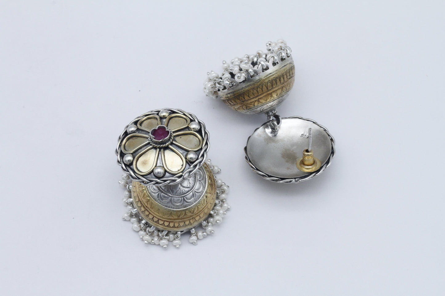 Unique Handcrafted Gold Plated Silver Jhumki