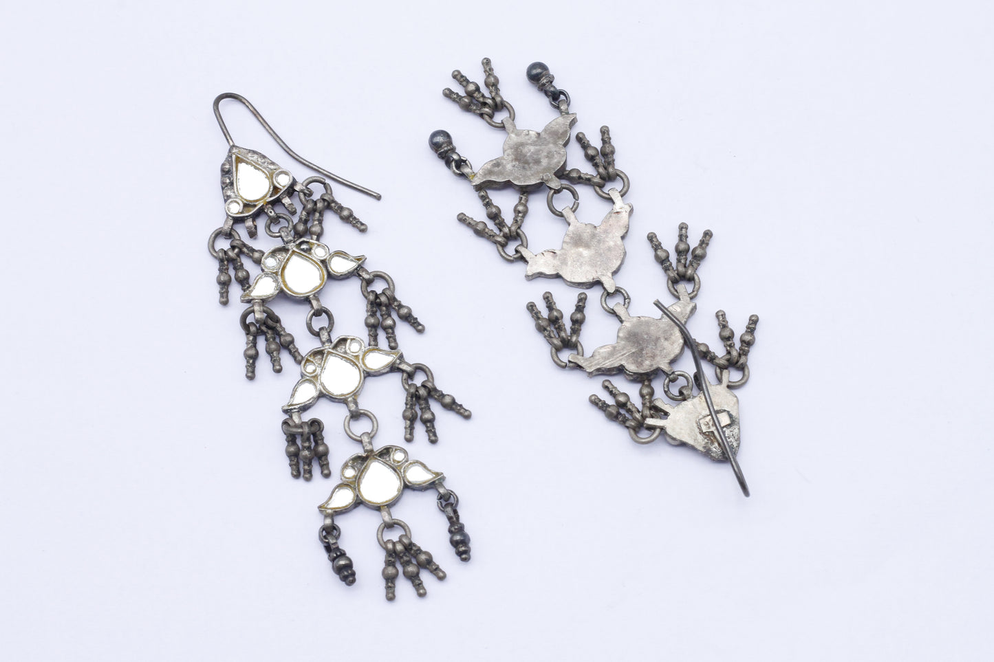 Long Handcrafted Dangle Silver Earring