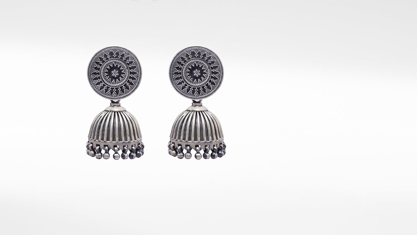 Silver Jhumka Earring Pair By Sangeeta Boochra