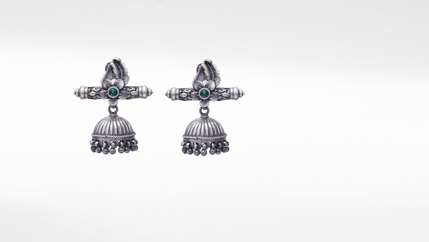 Silver Earrings Studded With Gemstone