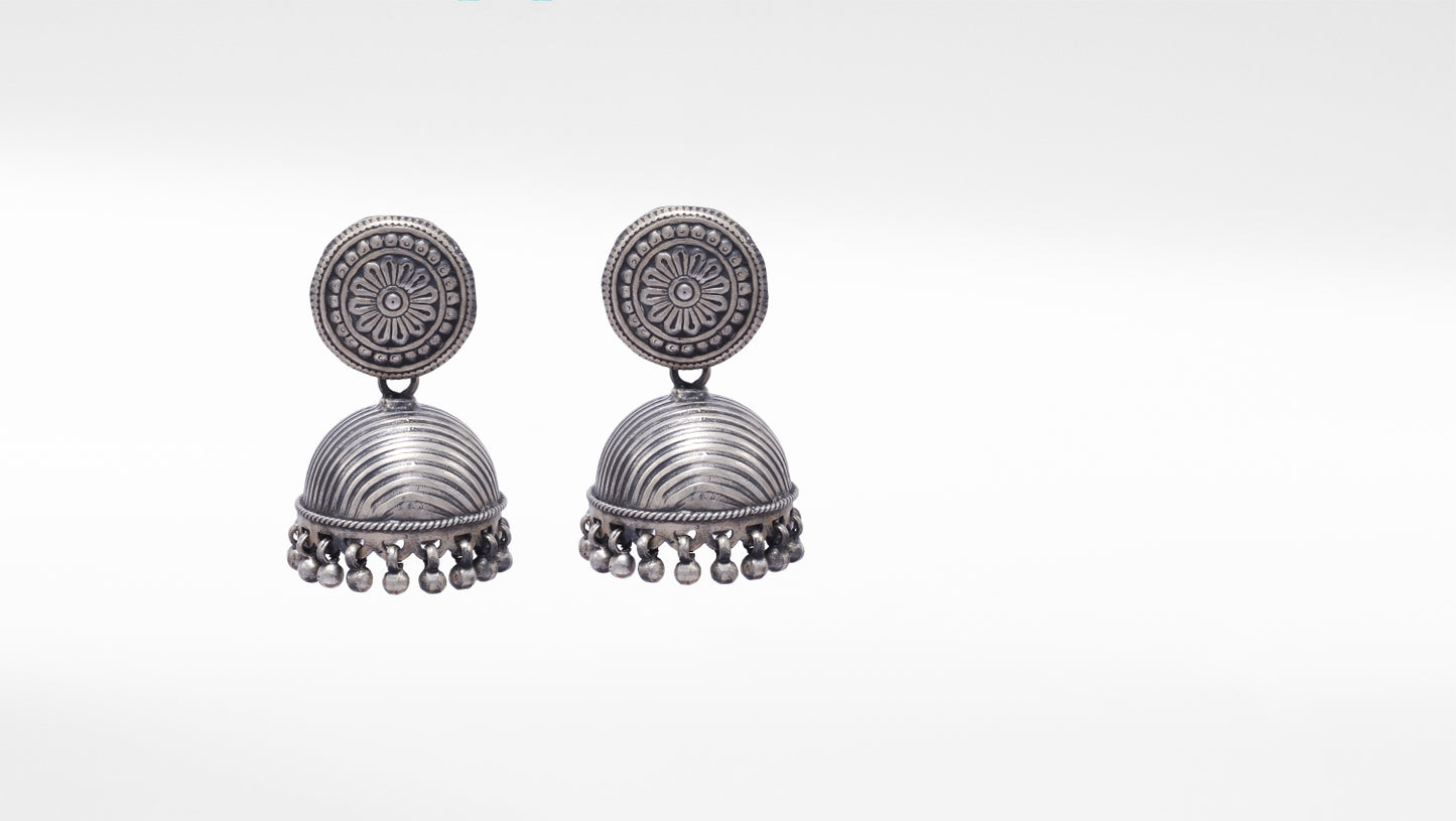 Handcrafted Sliver Traditional Designer Jhumki