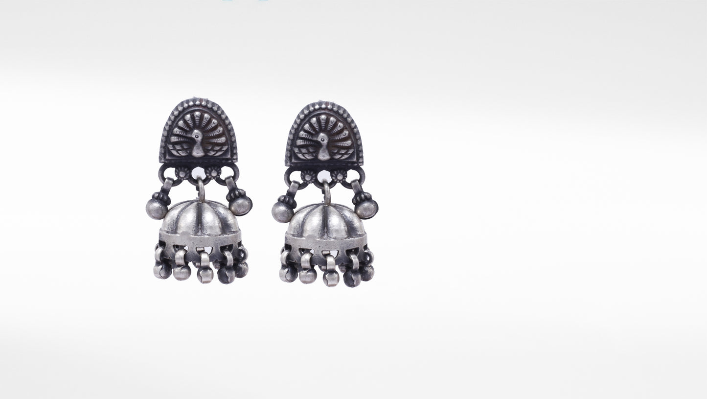 Handcrafted Silver Traditional Jhumki earrings