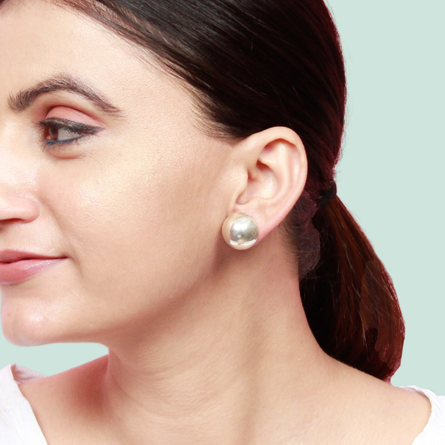 Plain Half Round Sterling Silver Earring