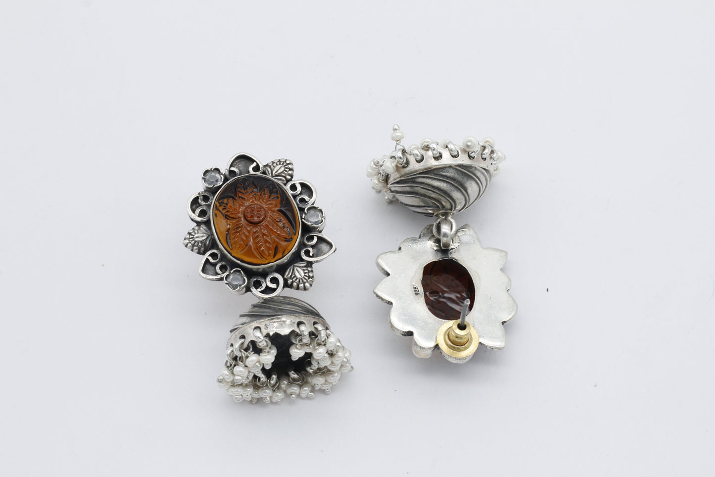 Brown Hydro Silver handcrafted Jhumka