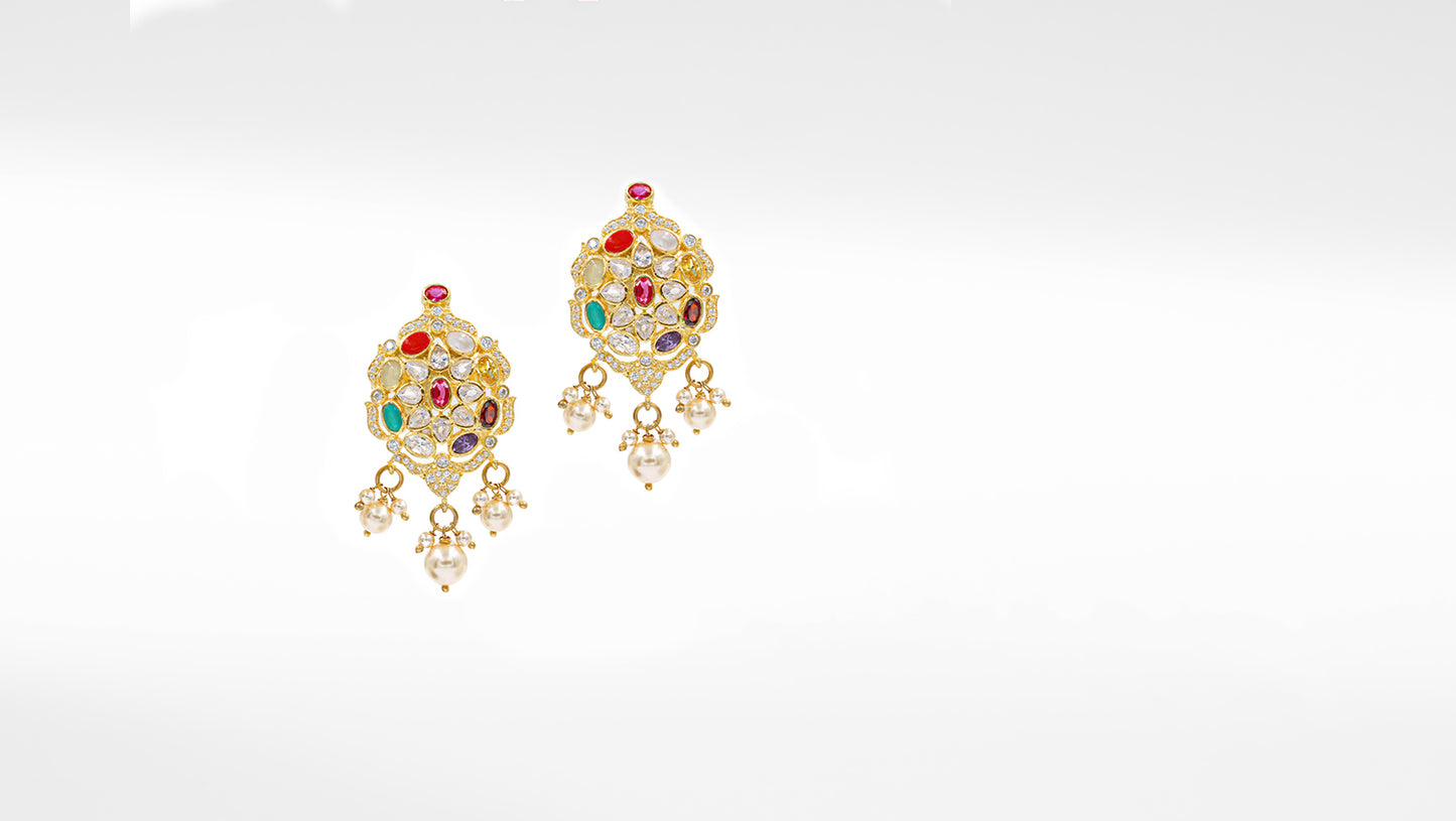 Sangeeta Boochra Silver Moissanite Earrings