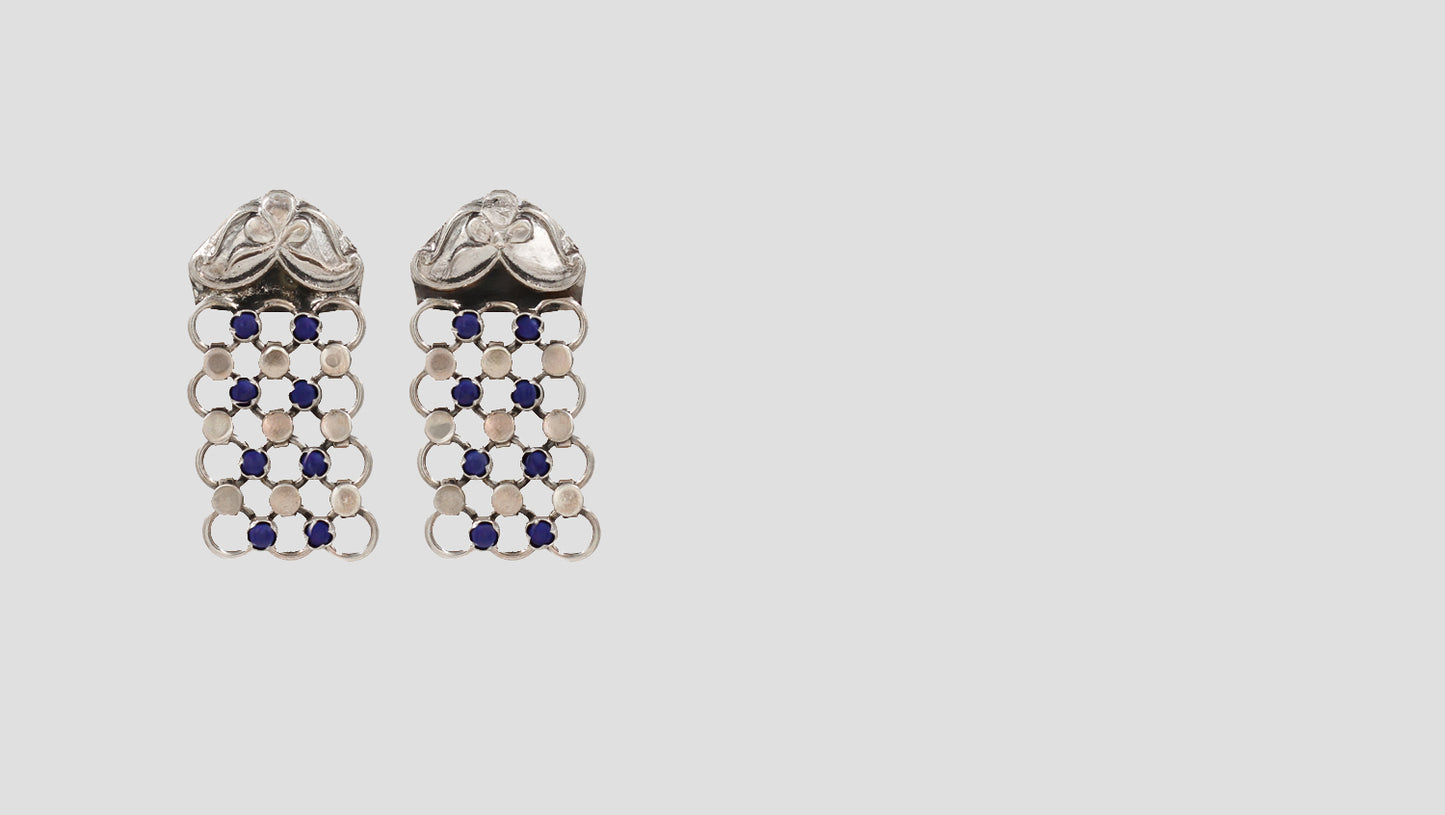 "Radiant Grace: Handcrafted Silver Earrings by Sangeeta Boochra "