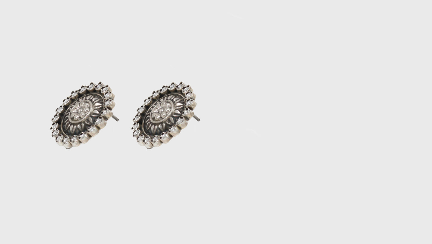 Ornate Simplicity: Sangeeta Boochra Silver Handcrafted Studs