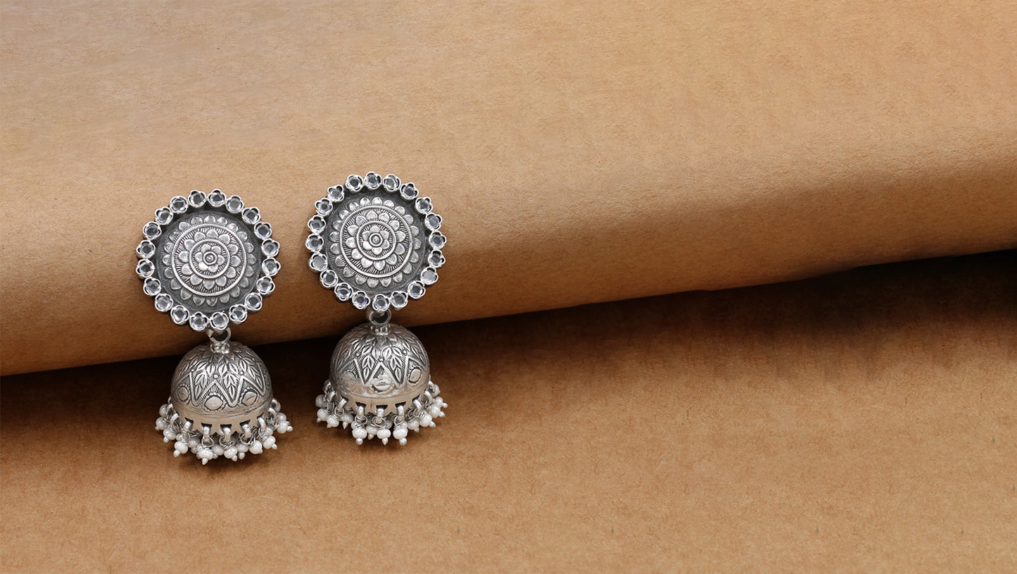 Classic Lotus Motif Jhumkas by Sangeeta Boochra