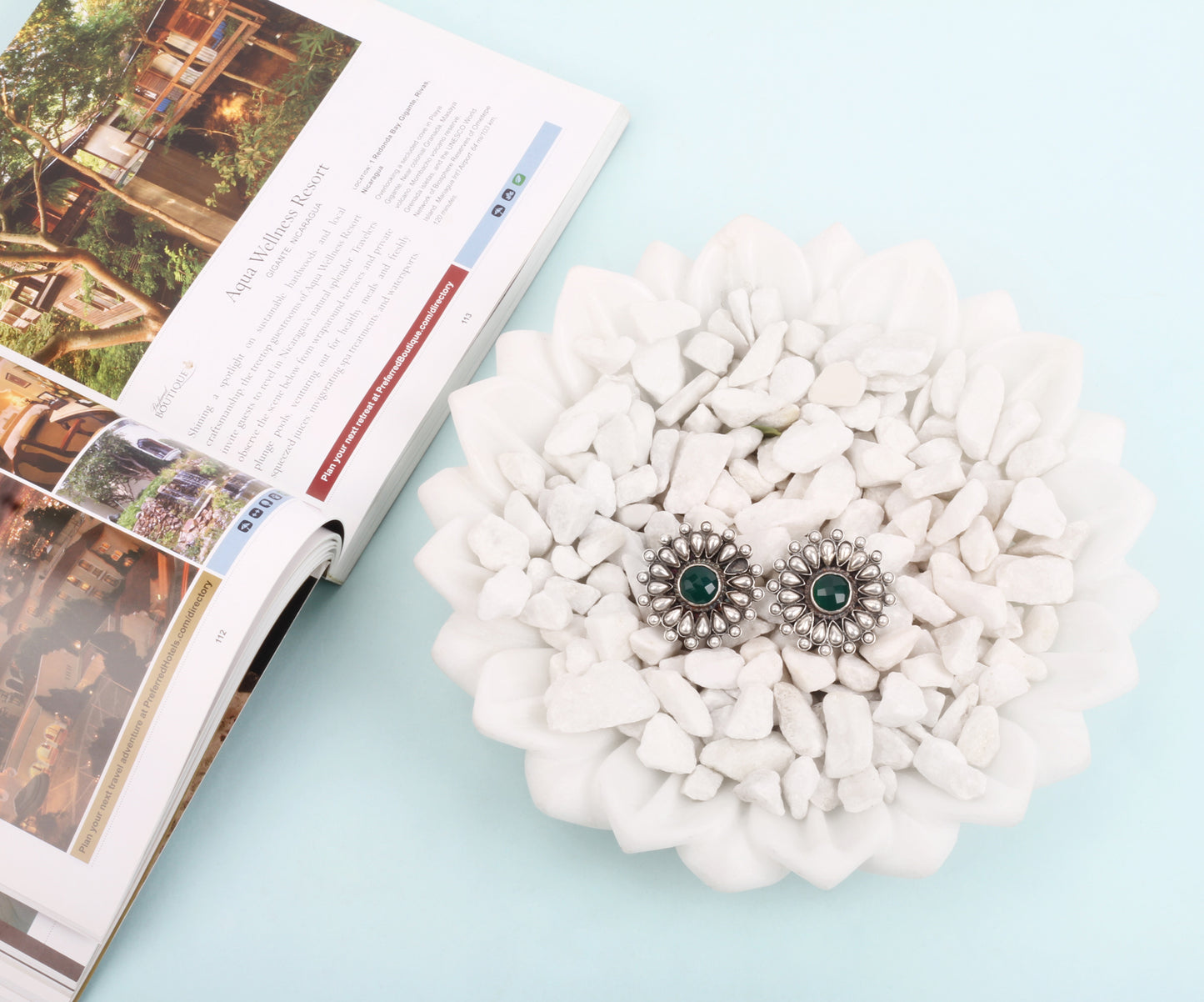 Sangeeta Boochra Tribal Silver Earrings With Hydro Coloured Glass